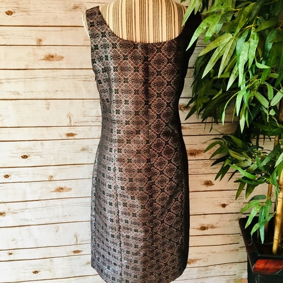 Victor Costa Metallic Sheath Dress Size 14 - Picture 2 of 9